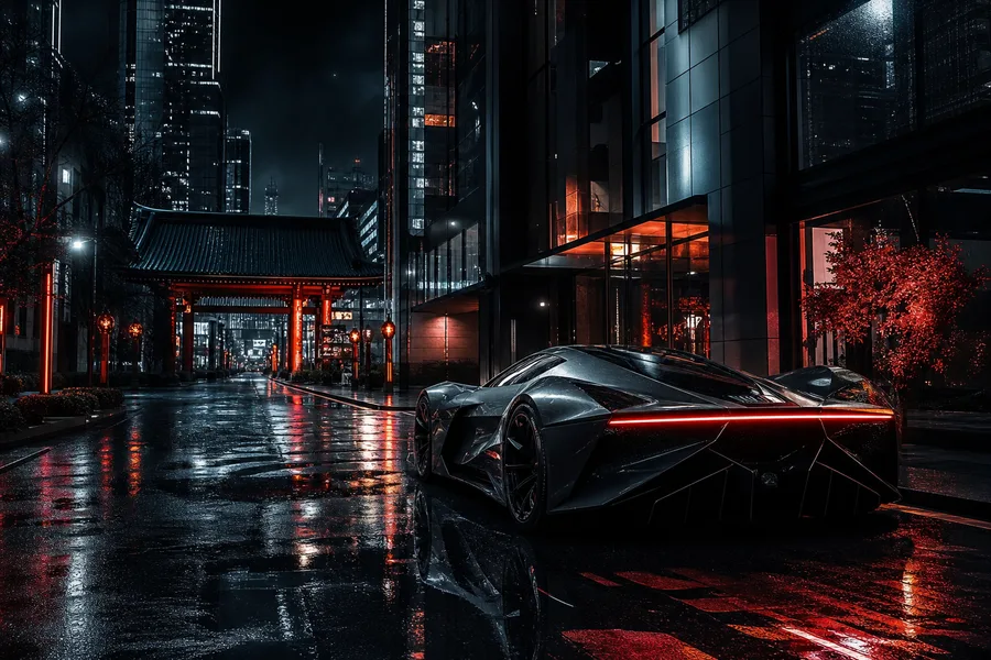 Futuristic Tokyo Street At Night Supercars Wallpaper  2 4K
