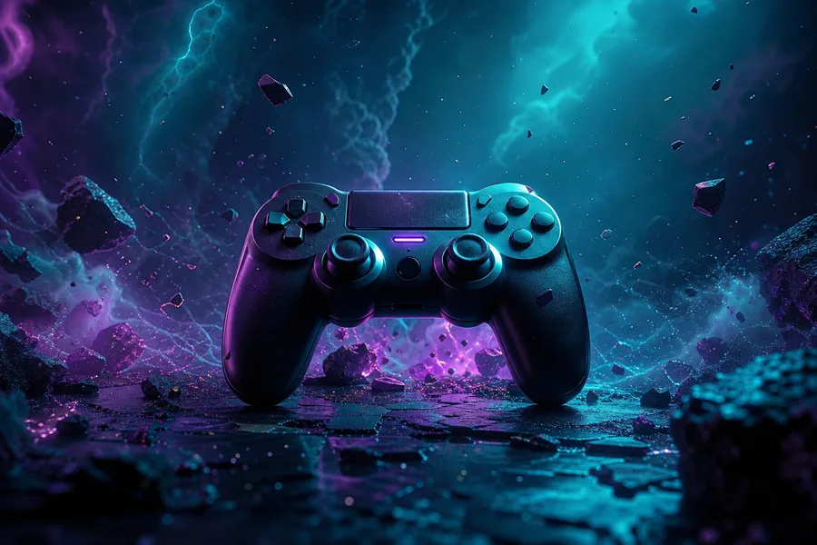 Gaming Controller On Dark Neon Background Gaming Wallpaper  10 4K
