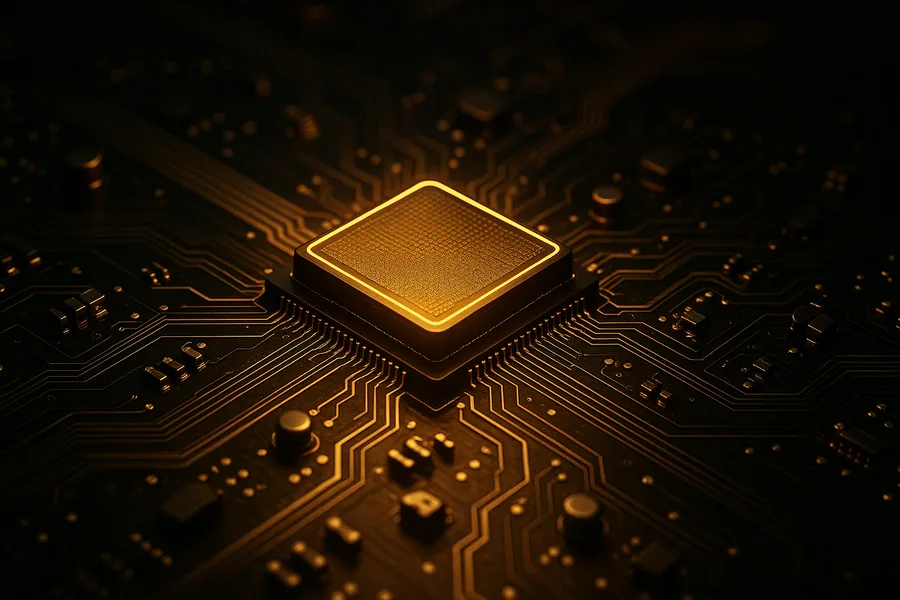 Glowing Microchip On Dark PCB Electronics Wallpaper  10 4K