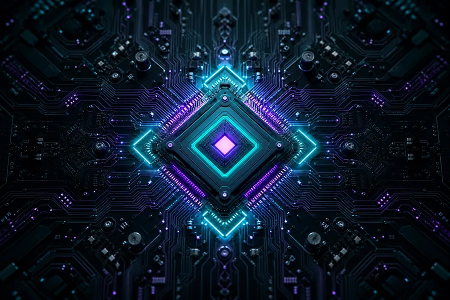 Glowing Microchip On Dark PCB Electronics Wallpaper  2 4K