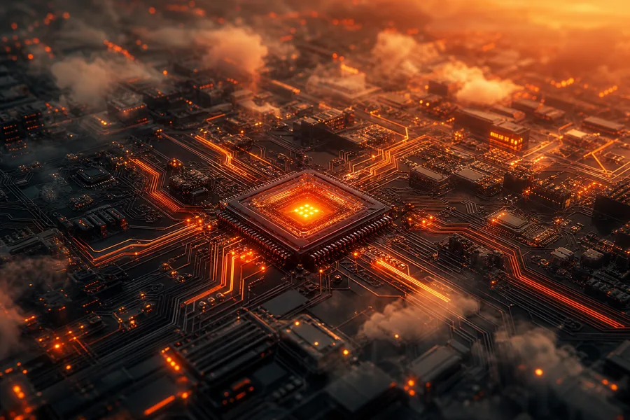 Glowing Microchip On Dark PCB Electronics Wallpaper  2 4K