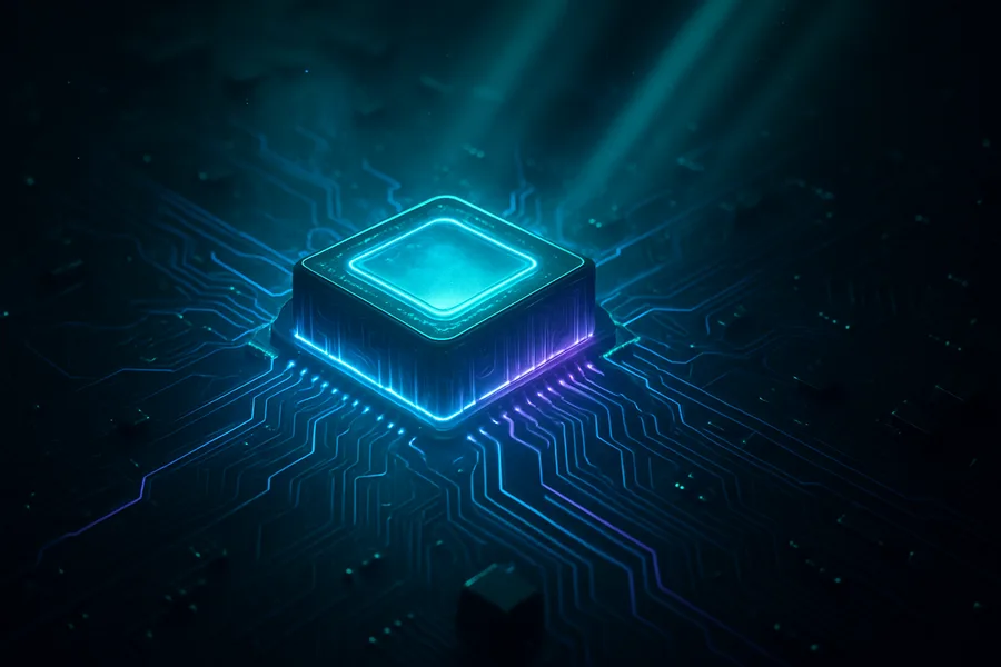 Glowing Microchip On Dark PCB Electronics Wallpaper  2 4K