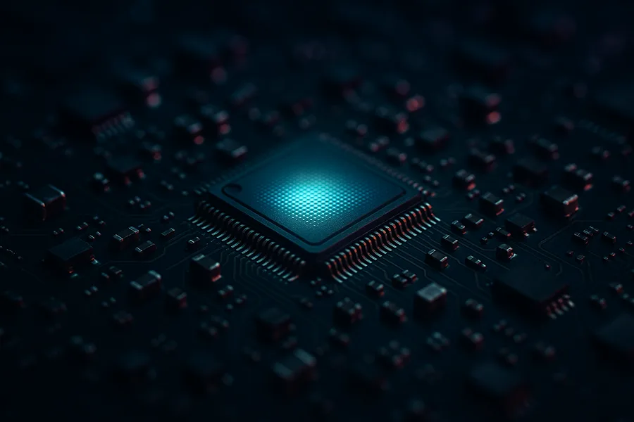 Glowing Microchip On Dark PCB Electronics Wallpaper  2 4K