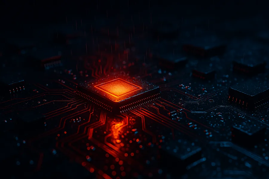 Glowing Microchip On Dark PCB Electronics Wallpaper  2 4K