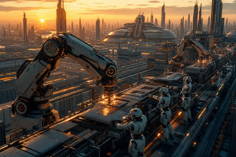 Industrial Robot Arm In Smart Factory Robots Wallpaper  4 4K