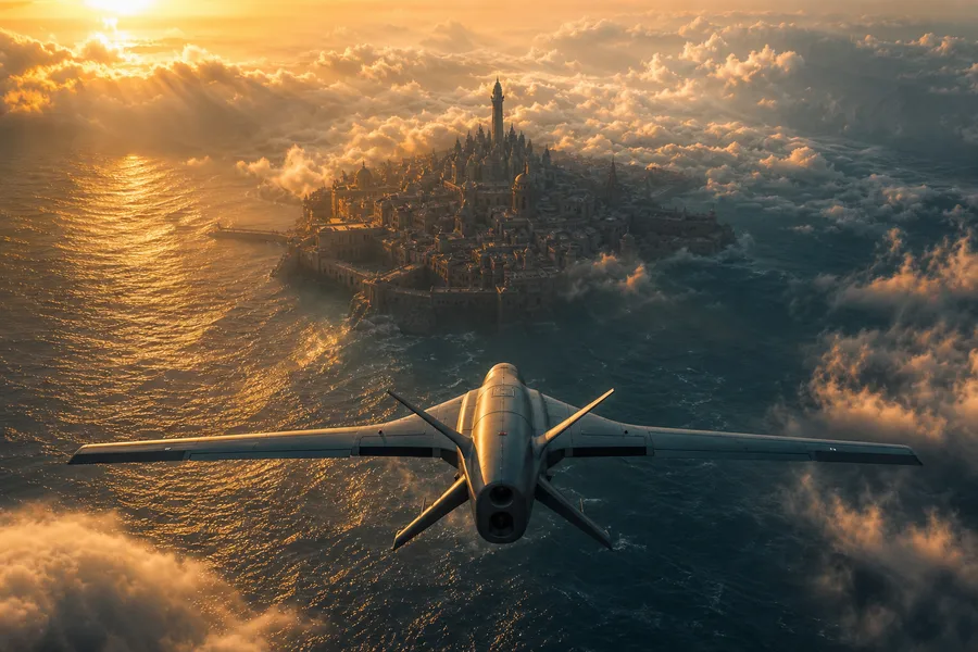 Long Range Drone Over Ocean Drone Wallpaper  3 4K