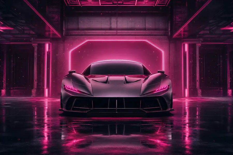 Luxury Supercar In Cyberpunk Garage Cars Wallpaper  3 4K