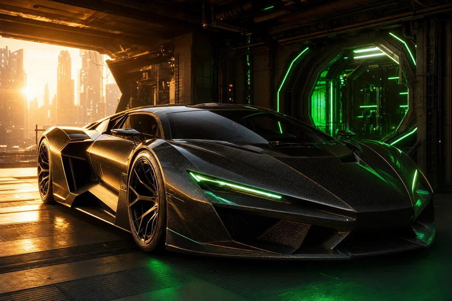 Luxury Supercar In Cyberpunk Garage Cars Wallpaper  3 4K
