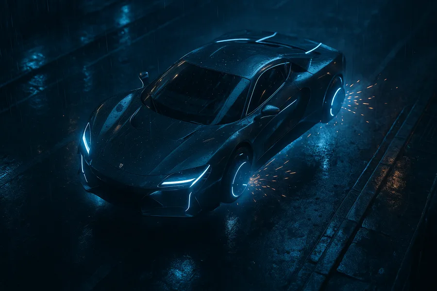 Luxury Supercar In Cyberpunk Garage Cars Wallpaper  3 4K