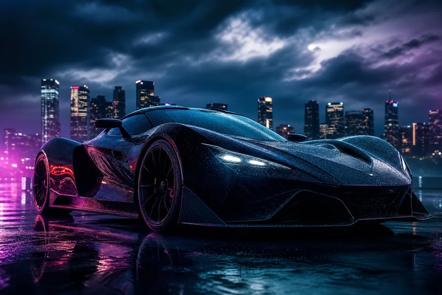 Luxury Supercar In Cyberpunk Garage Cars Wallpaper  3 4K