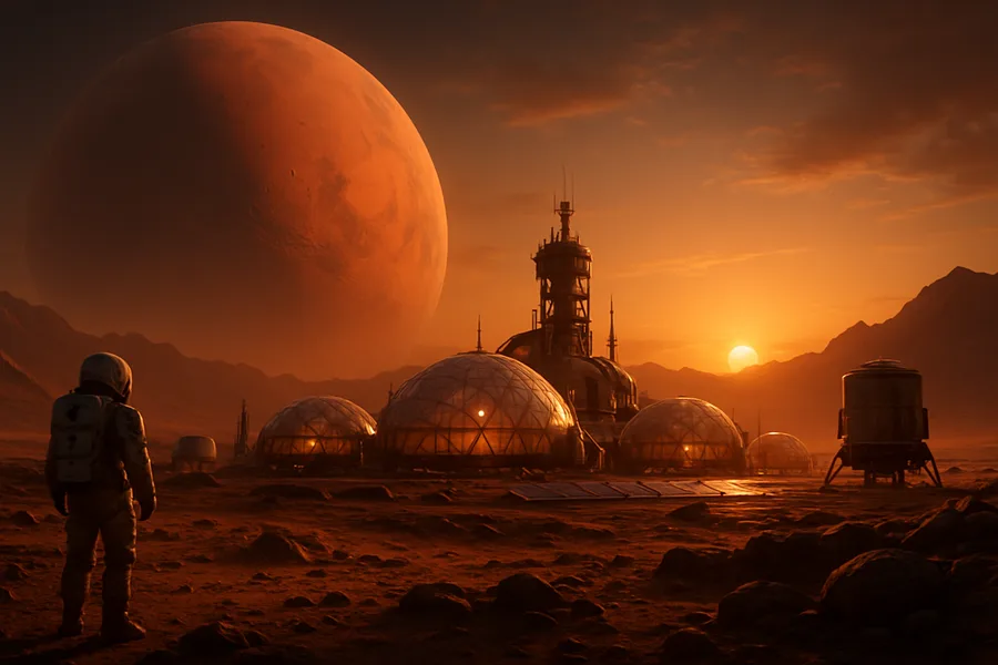 Mars Colony At Sunset Space Wallpaper  12 4K
