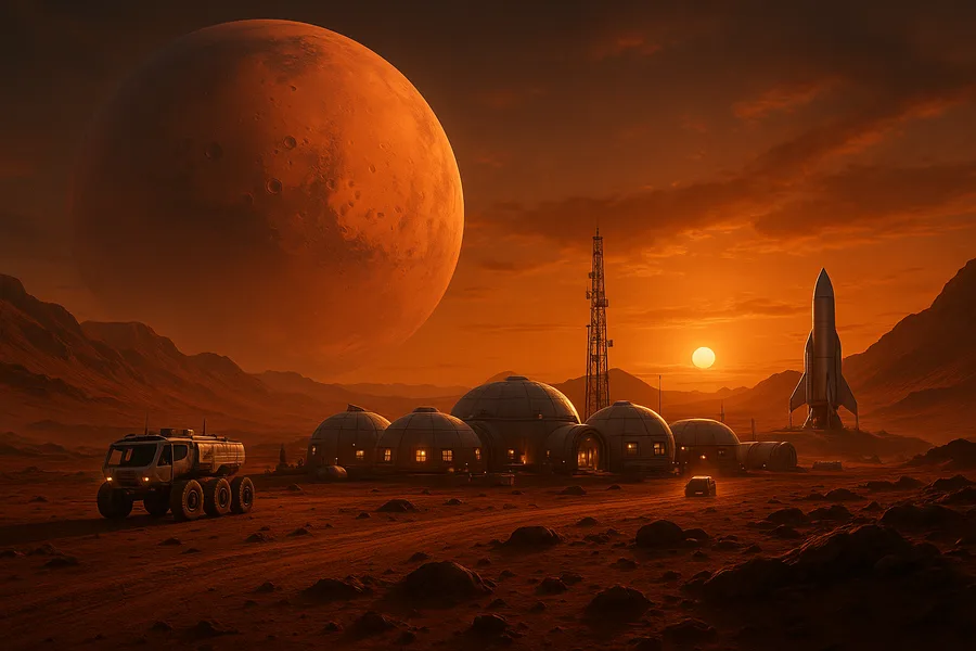Mars Colony At Sunset Space Wallpaper  20 4K