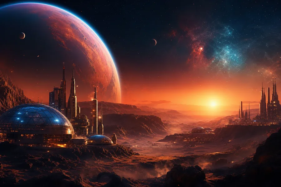 Mars Colony At Sunset Space Wallpaper  4 4K