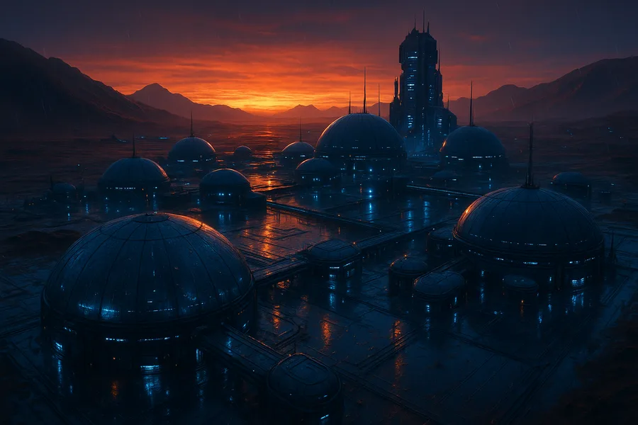 Mars Colony At Sunset Space Wallpaper  4 4K