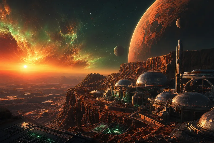 Mars Colony At Sunset Space Wallpaper  4 4K