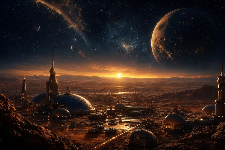 Mars Colony At Sunset Space Wallpaper  4 4K