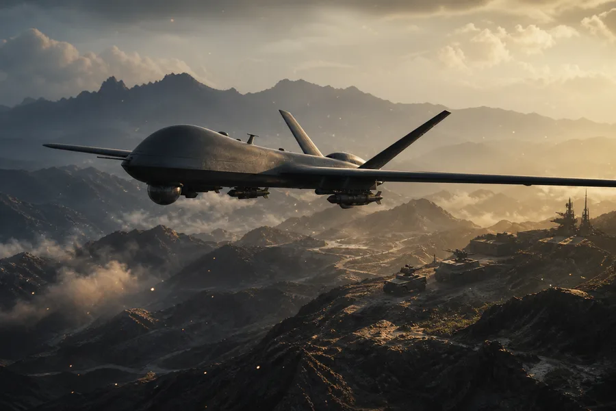 Military Drone Flying Over Mountains Military Wallpaper  2 4K