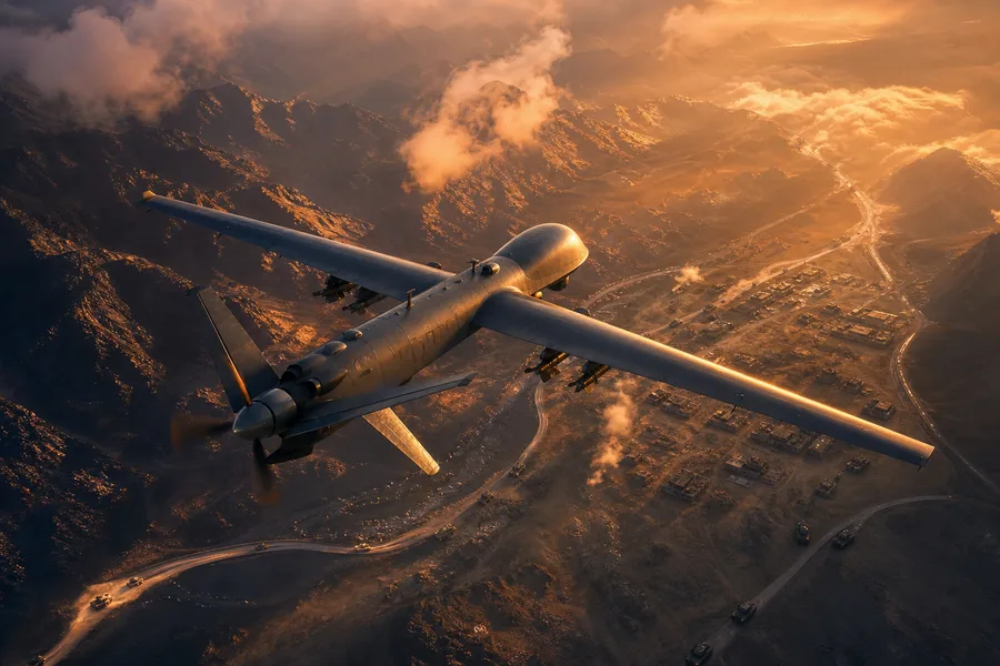 Military Drone Flying Over Mountains Military Wallpaper  2 4K