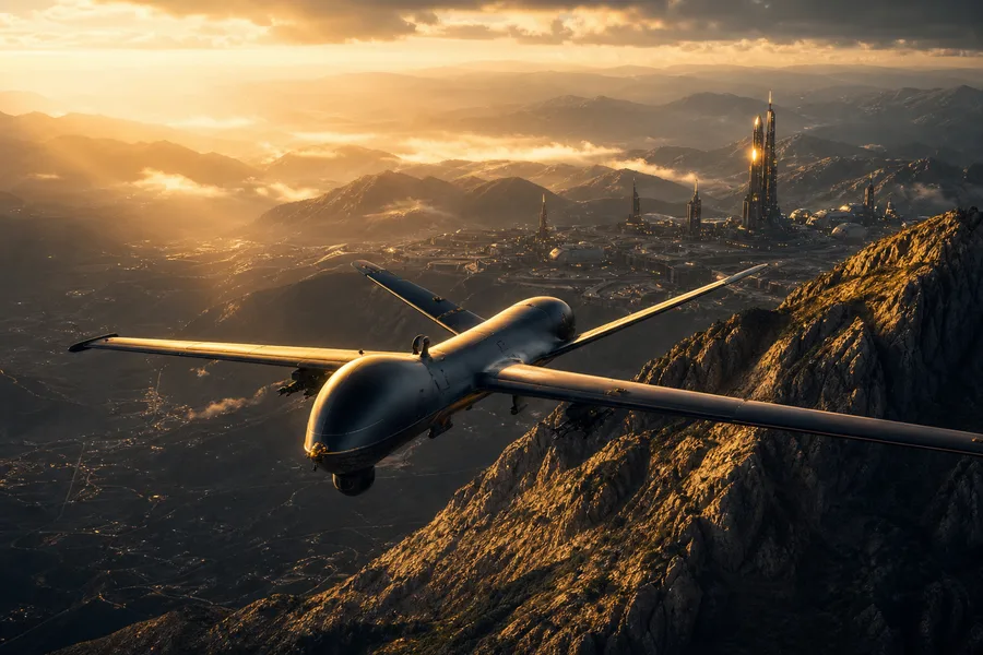 Military Drone Flying Over Mountains Military Wallpaper  2 4K