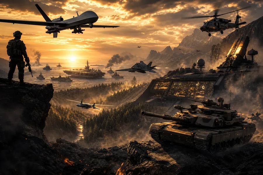 Military Drone Flying Over Mountains Military Wallpaper  2 4K