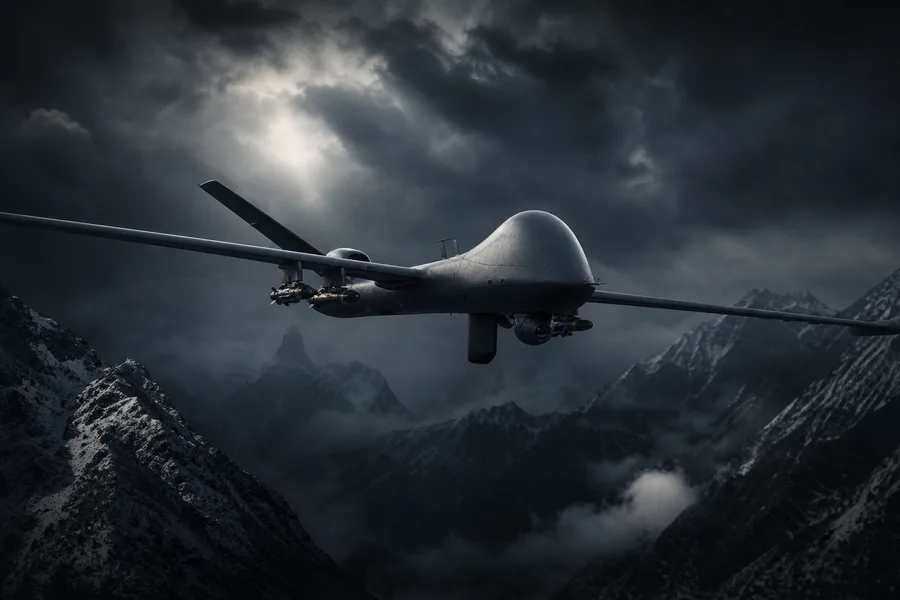 Military Drone Flying Over Mountains Military Wallpaper  2 4K