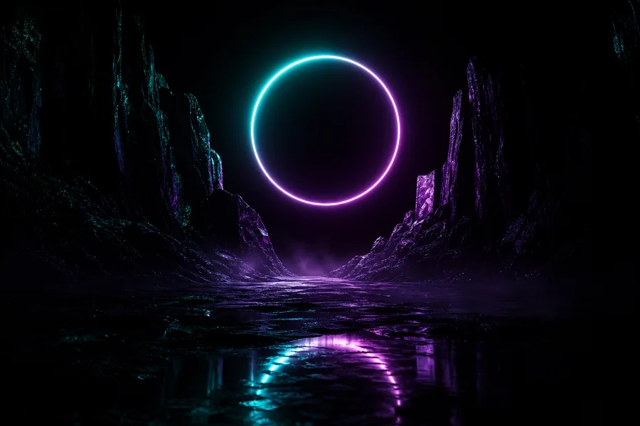 Minimal Dark Neon Ring Amoled Wallpaper  10 4K