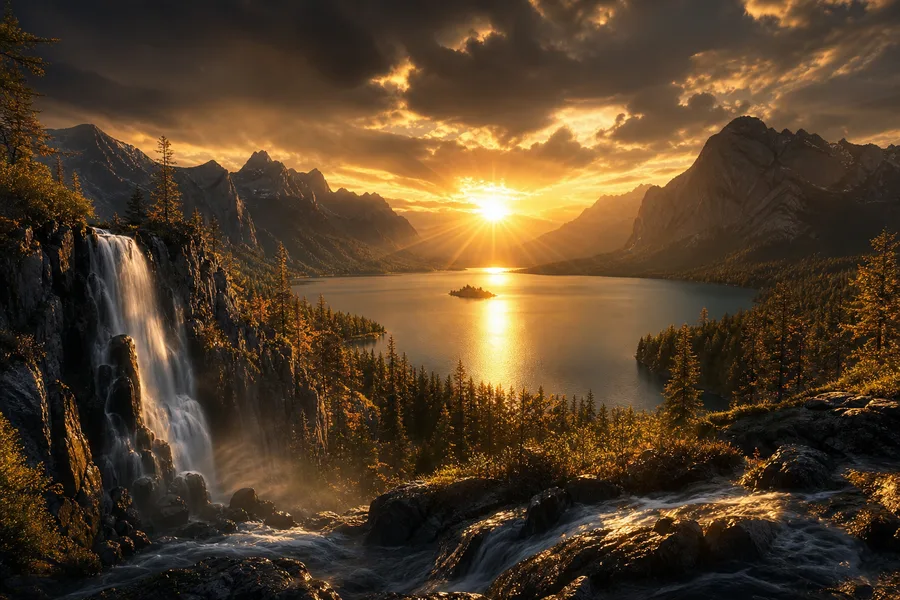 Mountain Lake Sunrise Nature Wallpaper  1 4K