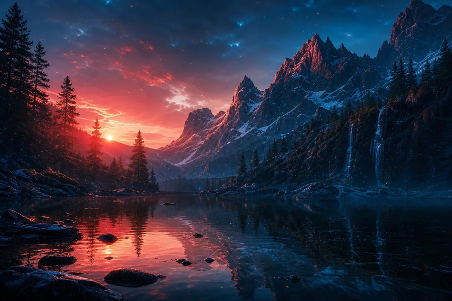 Mountain Lake Sunrise Nature Wallpaper  1 4K