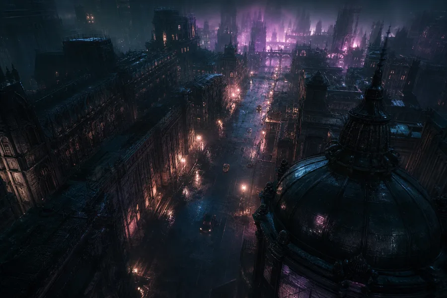 Mysterious Noir City Street With Rain And Dramatic Lighting Movie Wallpaper  4 4K