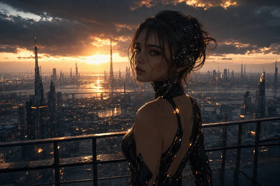 Neon Cyberpunk City In Rain Ai-Girls Wallpaper  1 4K