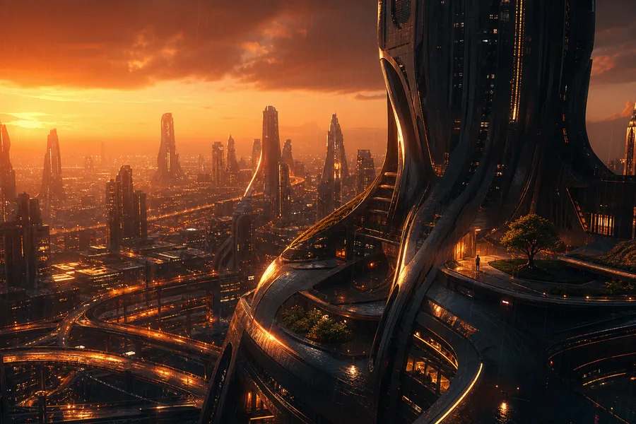 Neon Cyberpunk City In Rain Architecture Wallpaper  1 4K