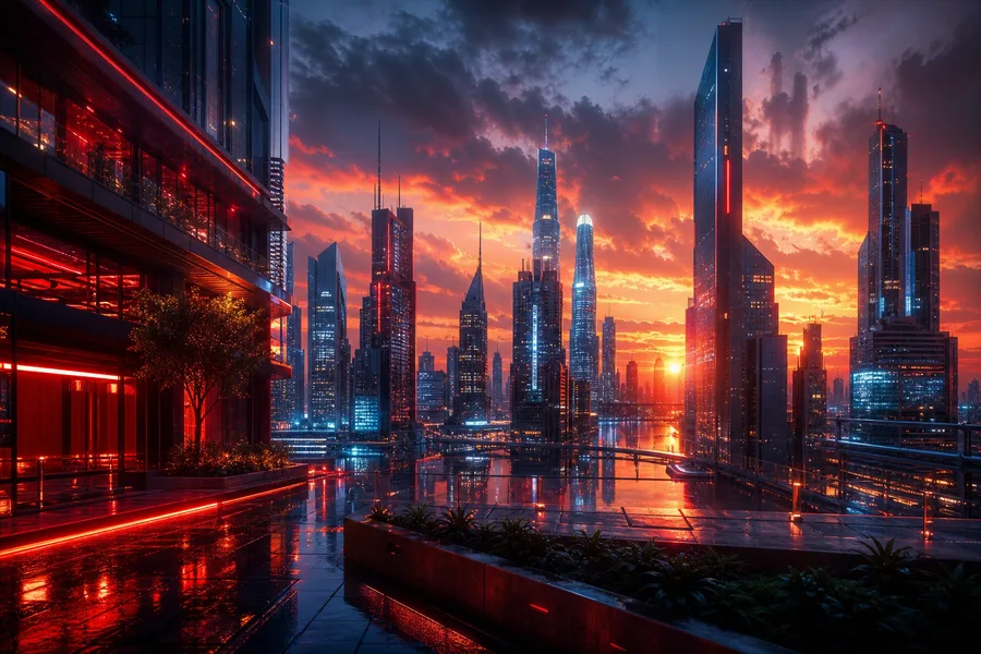 Neon Cyberpunk City In Rain Architecture Wallpaper  1 4K