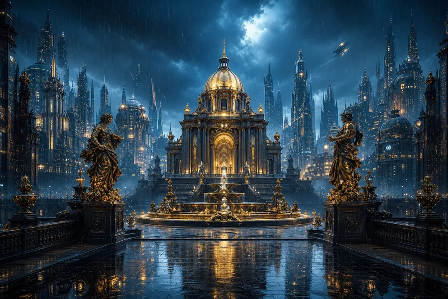 Neon Cyberpunk City In Rain Art Wallpaper  1 4K