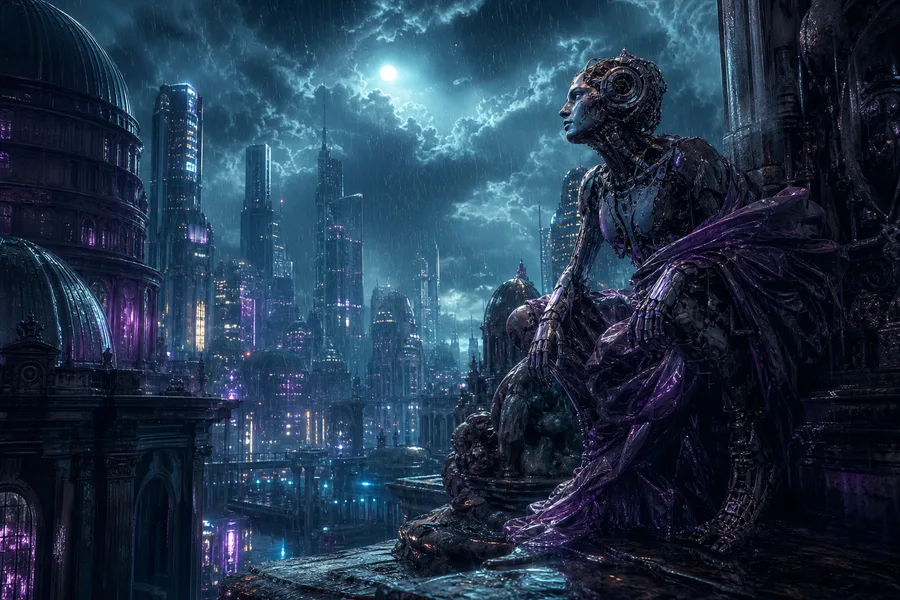 Neon Cyberpunk City In Rain Art Wallpaper  17 4K