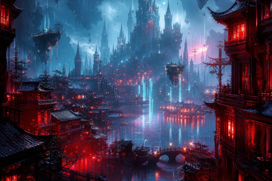 Neon Cyberpunk City In Rain Fantasy Wallpaper  1 4K
