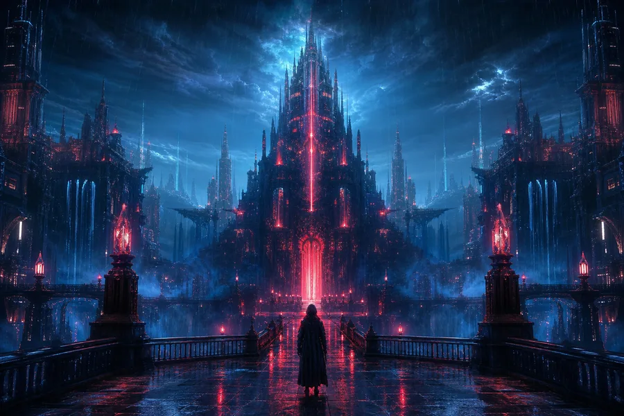 Neon Cyberpunk City In Rain Fantasy Wallpaper  1 4K