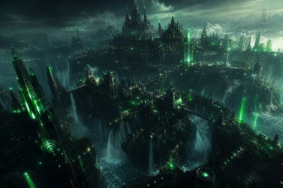 Neon Cyberpunk City In Rain Fantasy Wallpaper  1 4K