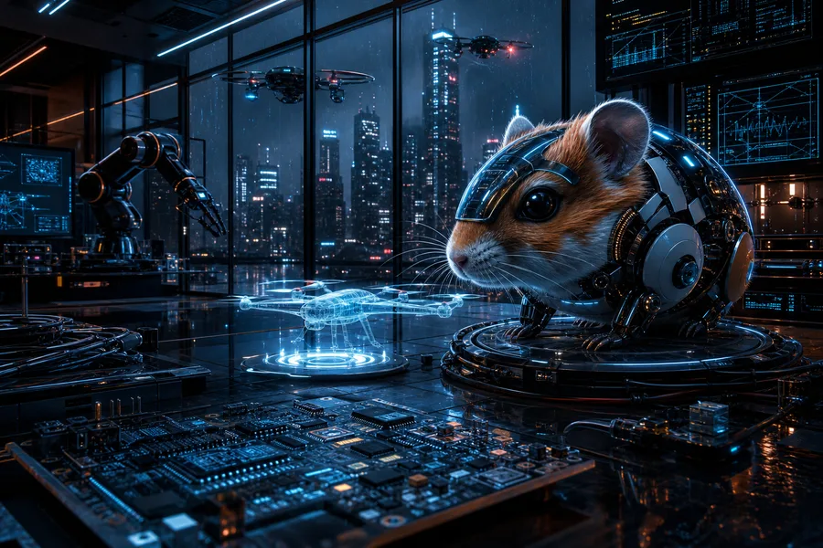 Neon Cyberpunk City In Rain Hamster-Robotics Wallpaper  1 4K