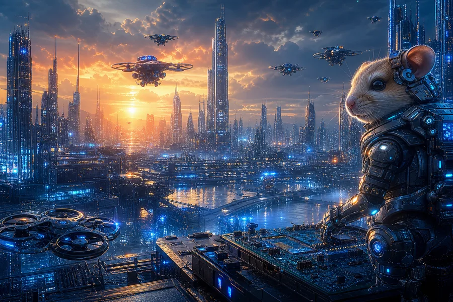 Neon Cyberpunk City In Rain Hamster-Robotics Wallpaper  1 4K