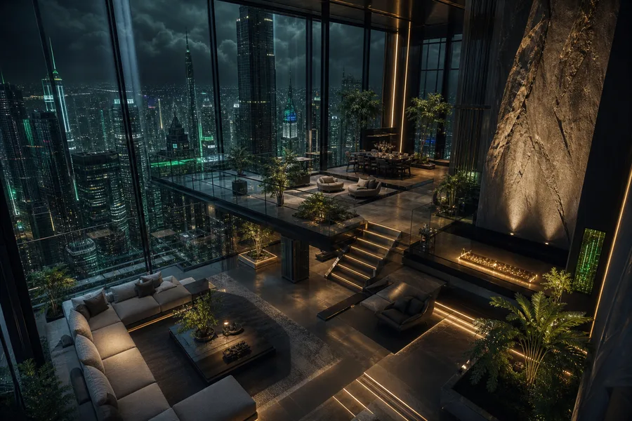 Neon Cyberpunk City In Rain Interior-Design Wallpaper  1 4K