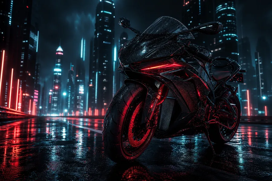 Neon Cyberpunk City In Rain Motorcycles Wallpaper  1 4K