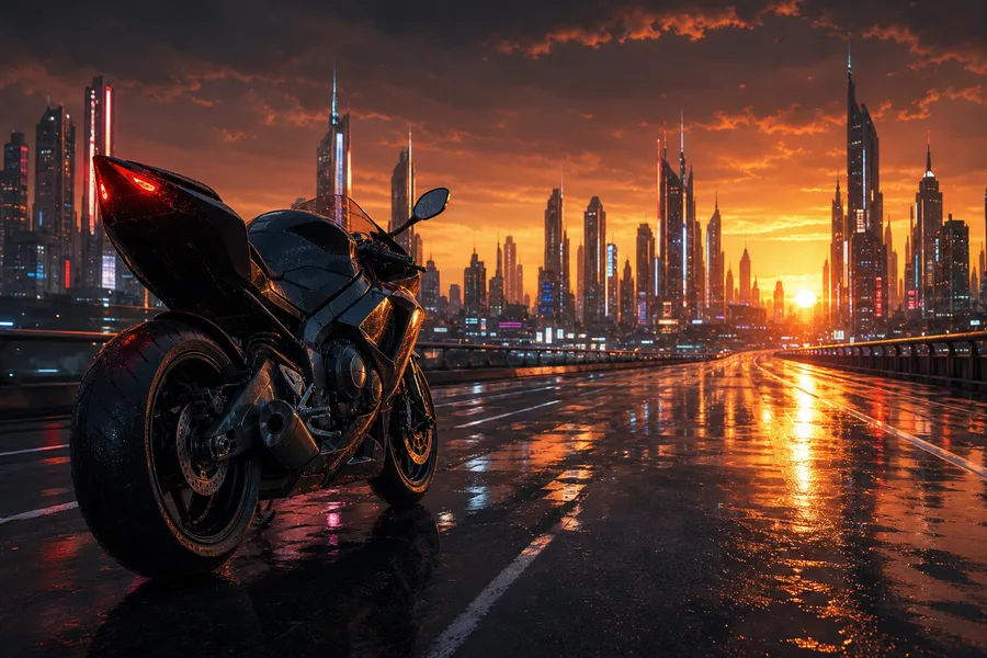 Neon Cyberpunk City In Rain Motorcycles Wallpaper  1 4K