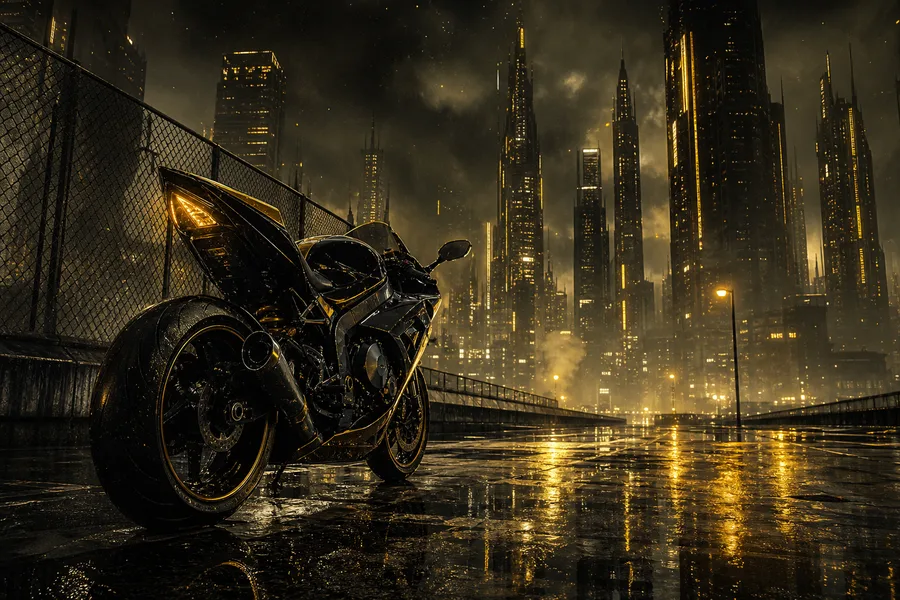 Neon Cyberpunk City In Rain Motorcycles Wallpaper  1 4K