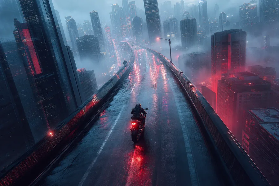 Neon Cyberpunk City In Rain Motorcycles Wallpaper  1 4K