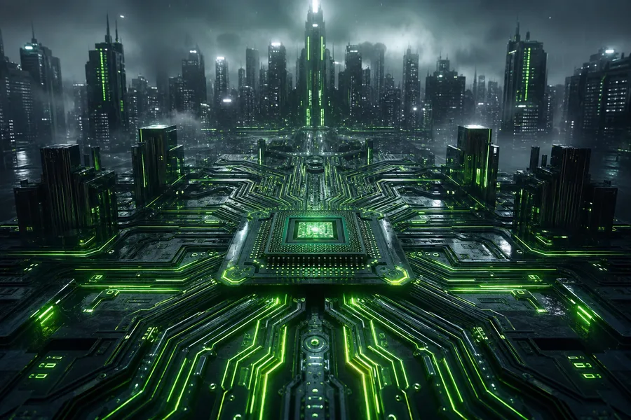 Neon Cyberpunk City In Rain Pcb-Design Wallpaper  1 4K