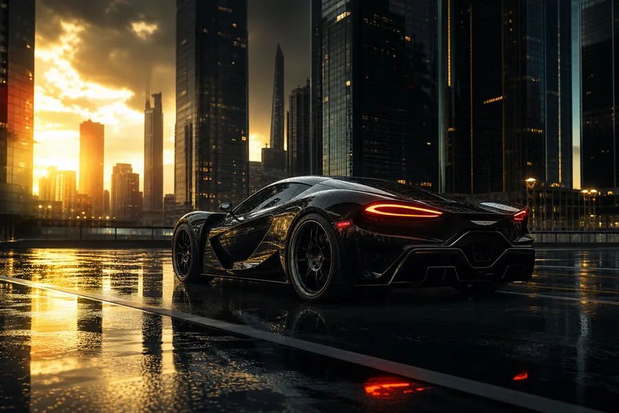 Neon Cyberpunk City In Rain Supercars Wallpaper  1 4K