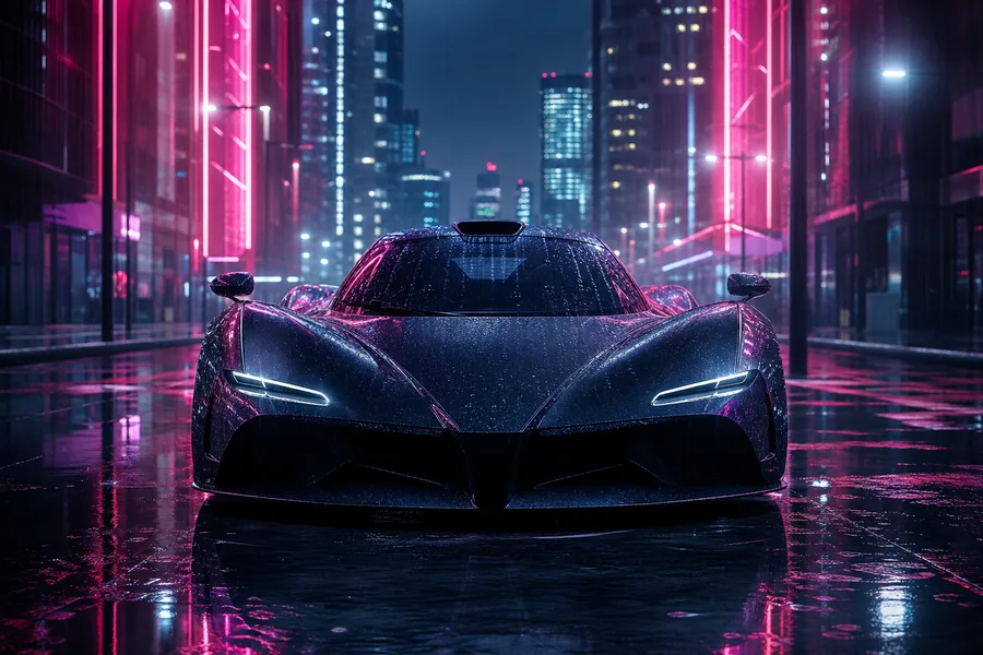 Neon Cyberpunk City In Rain Supercars Wallpaper  1 4K