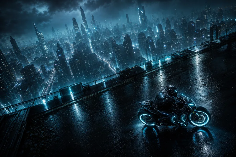 Neon Motorcycle In Cyberpunk City Cyberpunk Wallpaper  7 4K