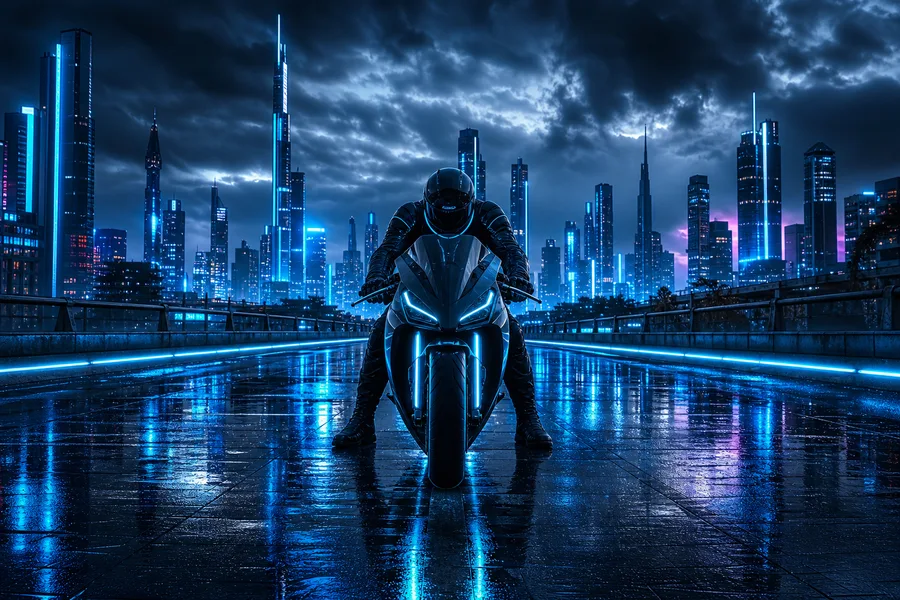 Neon Motorcycle In Cyberpunk City Cyberpunk Wallpaper  7 4K