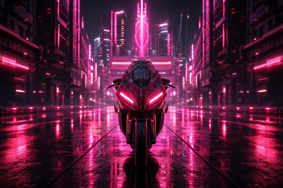 Neon Motorcycle In Cyberpunk City Cyberpunk Wallpaper  7 4K